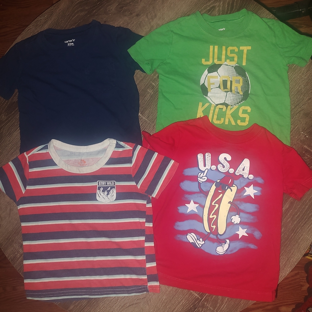 Set of 4 Kids Graphic T-Shirts - Navy, Green, Red, Multicolor